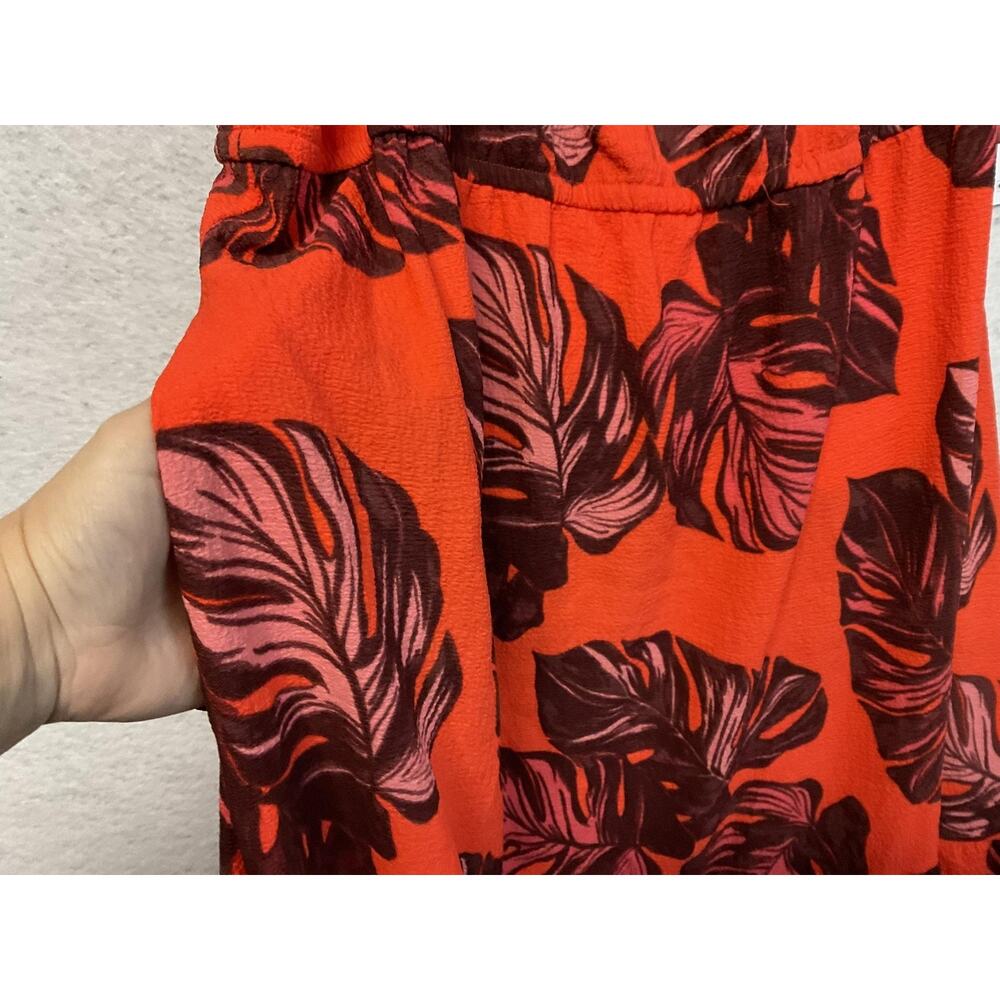 Sofia Jeans Dress Womens 3XL Orange Tropical Palm Print Ruffle Maxi Off Shoulder - Picture 8 of 11